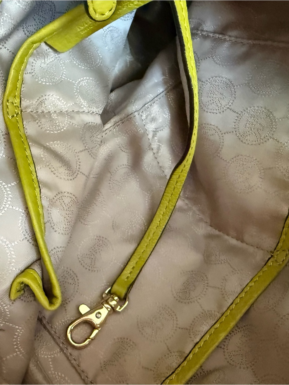 Bright Green  Leather Drawstring Tote Bag By Michael Kors - Picture 13 of 13